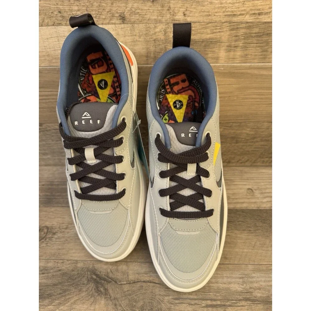 Reef Men’s Size 10 Fanning  Gray/Blue/Orange Comfort Shoes - Bottle Opener